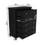 GRADE A2 - Black 5 Drawer Tall Chest of Drawers - Georgia