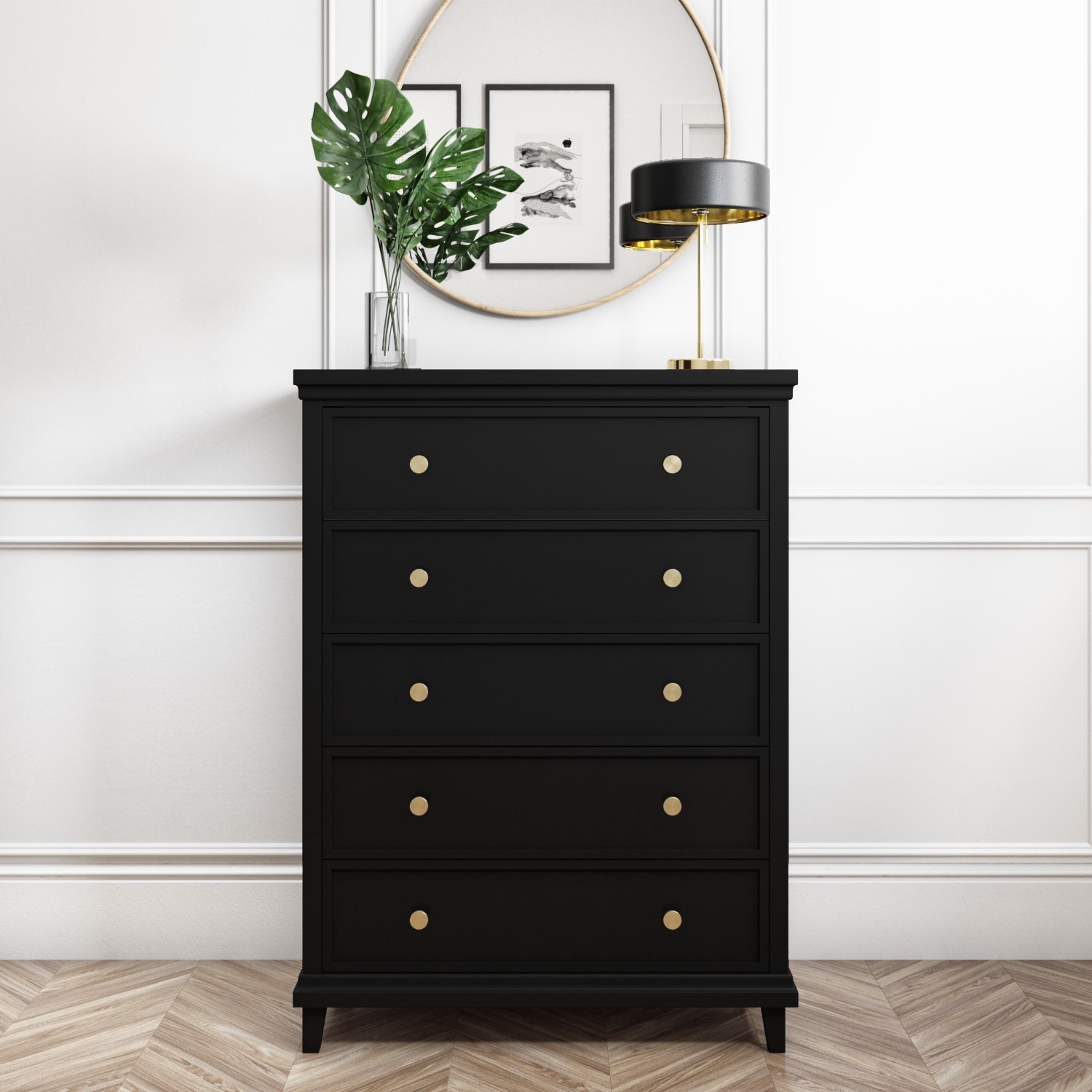Photo of Tall black chest of 5 drawers - georgia
