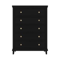 GRADE A2 - Georgia 5 Drawer Tall Chest of Drawers in Black