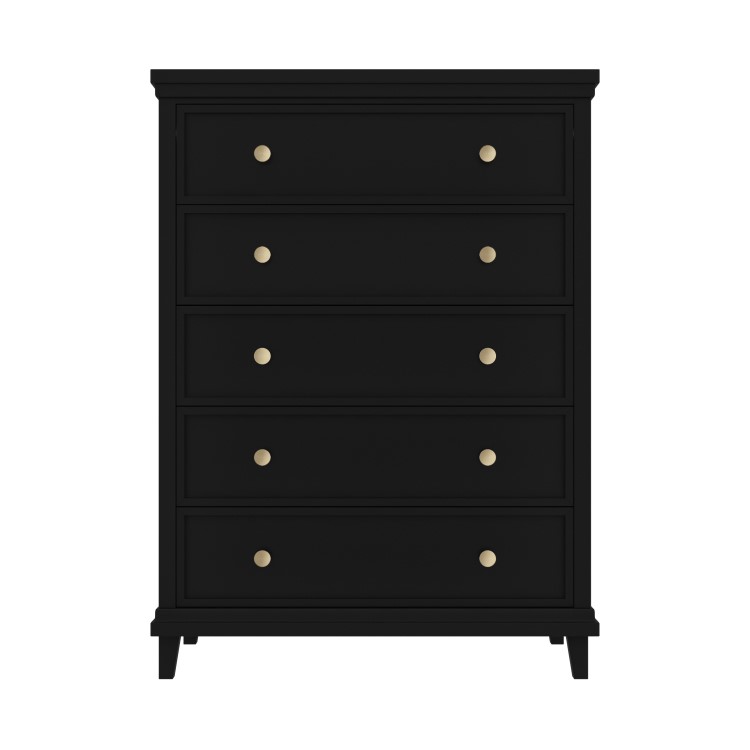 Tall Black Chest of 5 Drawers - Georgia