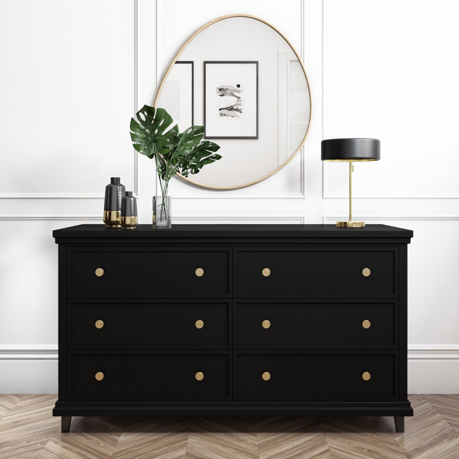 Photo of Wide black chest of 6 drawers - georgia