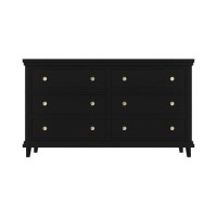 GRADE A2 - Georgia 6 Drawer Wide Chest of Drawers in Black