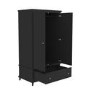 GRADE A1 - 2 Door 1 Drawer Wardrobe in Black - Georgia