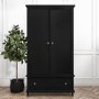 Black Double Wardrobe with Drawer - Georgia