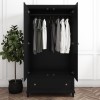 Black Double Wardrobe with Drawer - Georgia