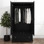 Black Double Wardrobe with Drawer - Georgia