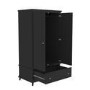 Black Double Wardrobe with Drawer - Georgia