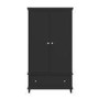 Black Double Wardrobe with Drawer - Georgia