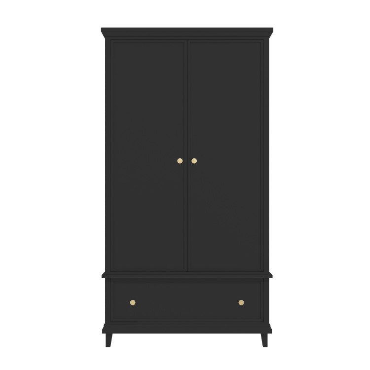 Black Double Wardrobe with Drawer - Georgia