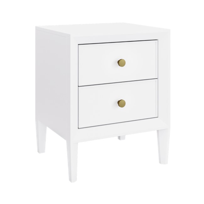 White 2-Drawer Wooden Bedside Table - Georgie