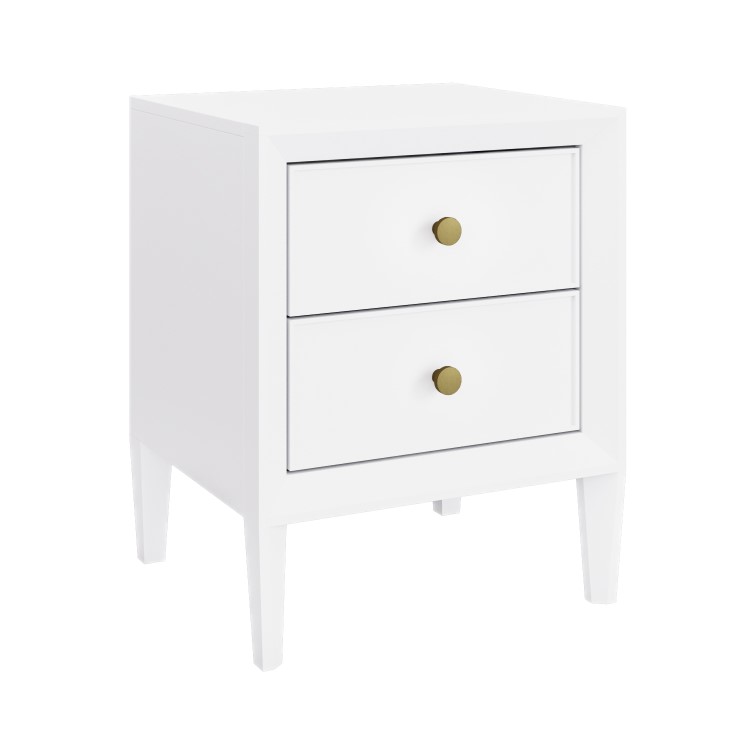 White 2-Drawer Wooden Bedside Table - Georgie