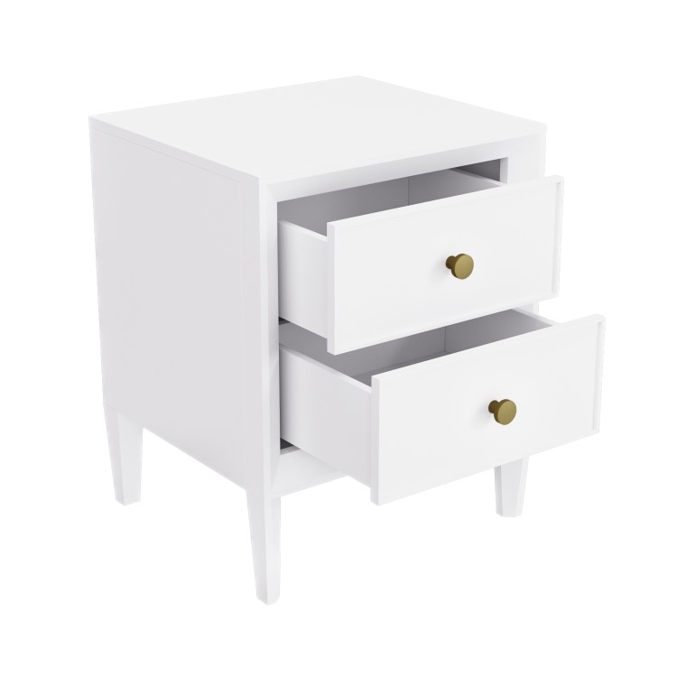 White 2-Drawer Wooden Bedside Table - Georgie