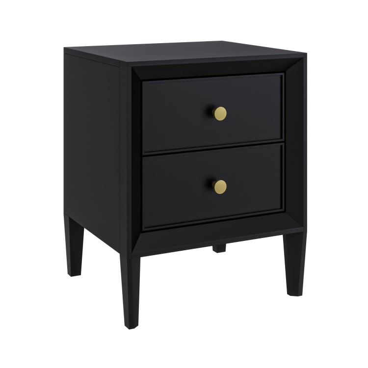 Black 2-Drawer Bedside Table - Georgie