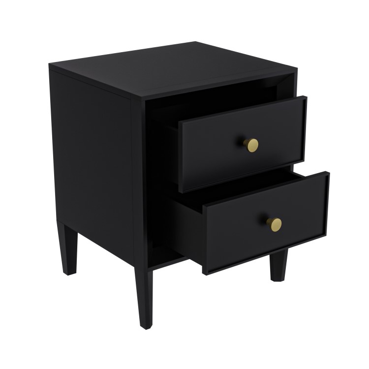 Black 2-Drawer Bedside Table - Georgie