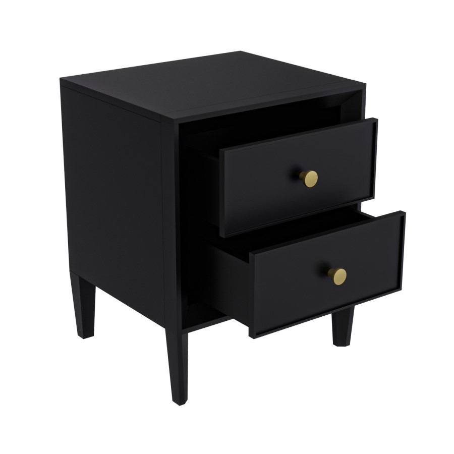 ONLY OPENED - Georgie 2 Drawer Bedside Table in Black