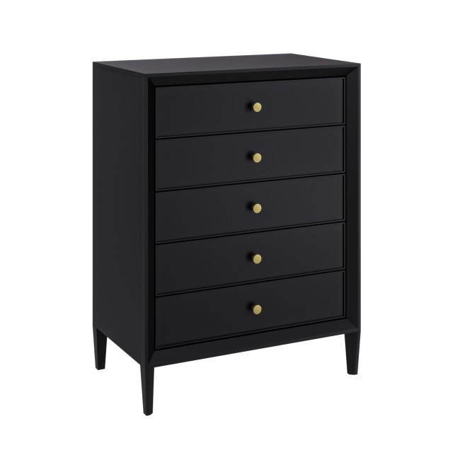 ALMOST PERFECT - Black Chest of 5 Drawers - Georgie