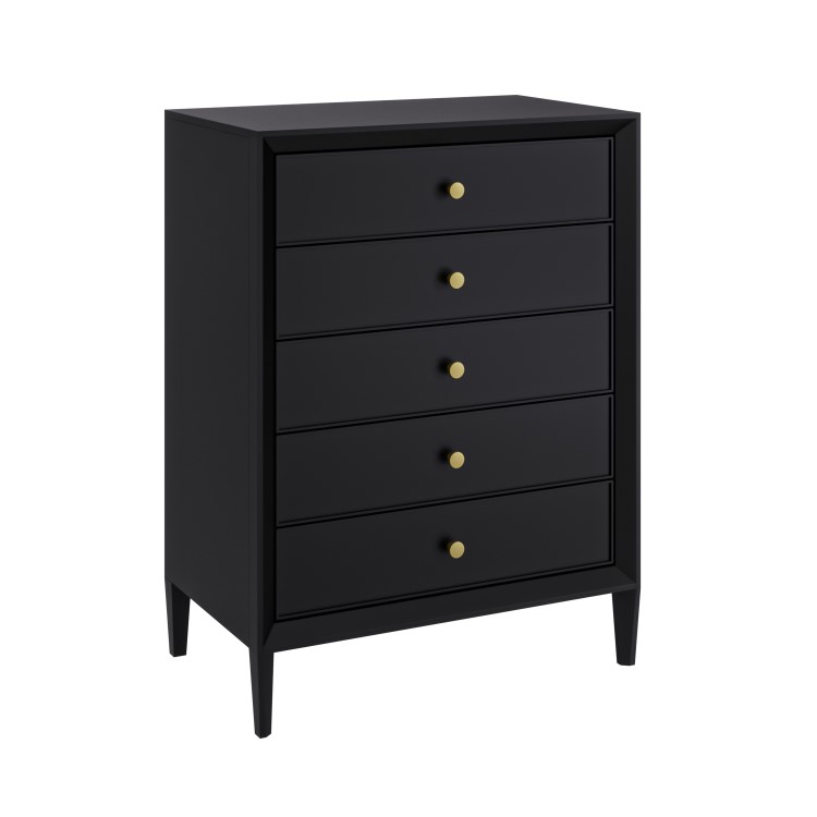 Black Chest of 5 Drawers - Georgie