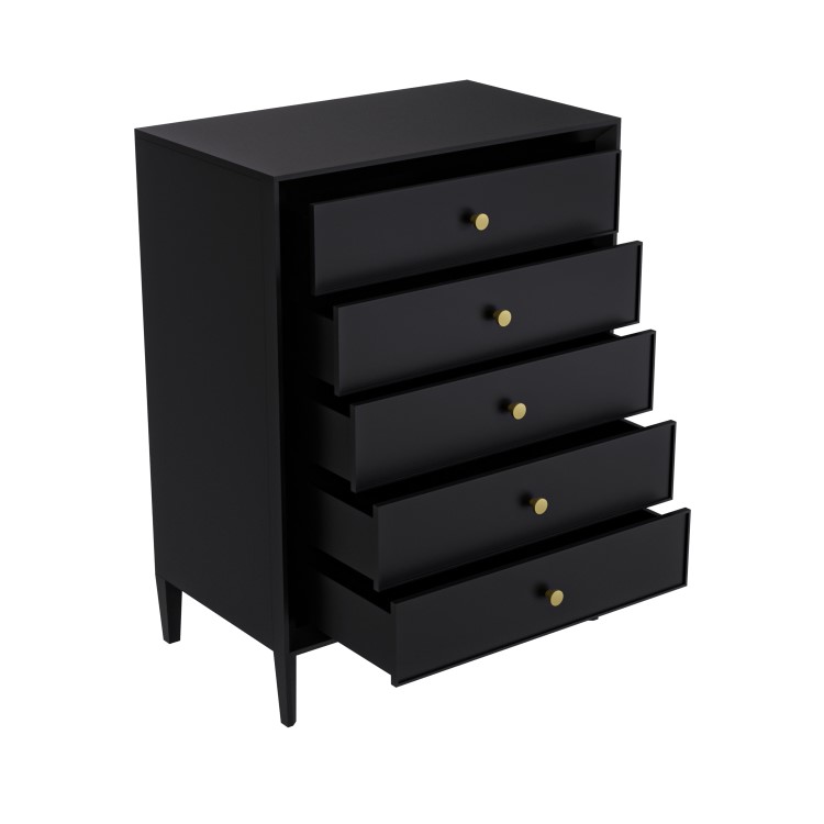 Black Chest of 5 Drawers - Georgie