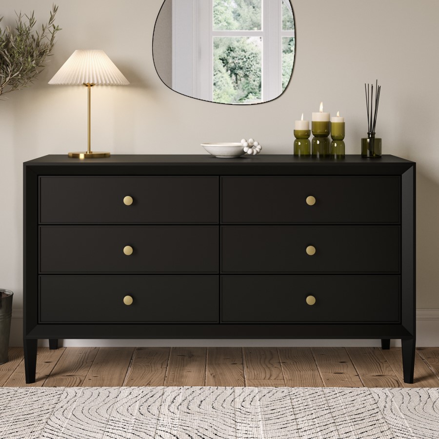 ONLY OPENED - Georgie 6 Drawer Chest In Black