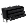 Wide Black Chest of 6 Drawers - Georgie