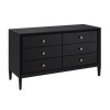 Wide Black Chest of 6 Drawers - Georgie