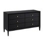 GRADE A1 - Wide Black Chest of 6 Drawers - Georgie