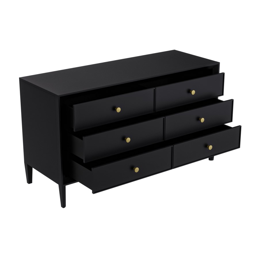 ONLY OPENED - Georgie 6 Drawer Chest In Black