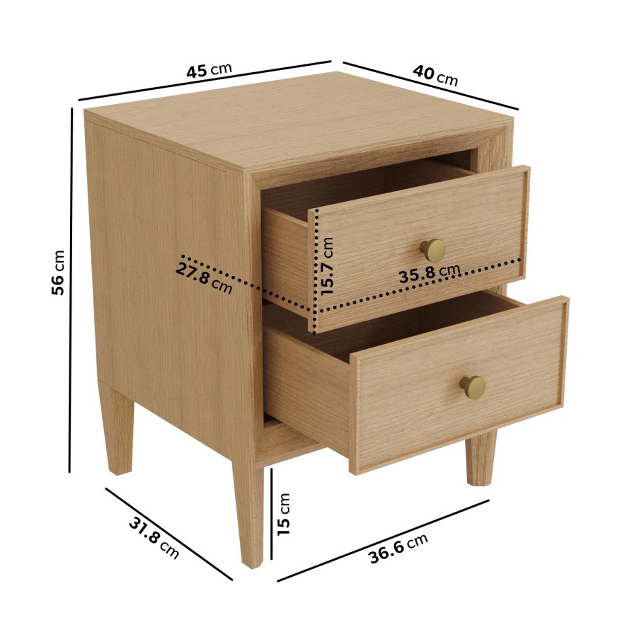 ONLY OPENED - Solid Wood 2-Drawer Bedside Table - Georgie