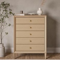 Solid Wood Chest of 5 Drawers - Georgie Solid Wood Chest of 5 Drawers - Georgie