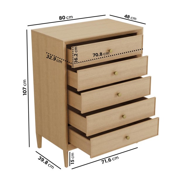 ONLY OPENED - Solid Wood Chest of 5 Drawers - Georgie