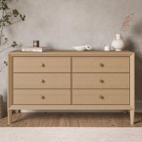 ALMOST PERFECT - Wide Solid Wood Chest of 6 Drawers - Georgie ALMOST PERFECT - Wide Solid Wood Chest of 6 Drawers - Georgie