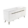 GRADE A1 - Large White Gloss Sideboard with Walnut Detail - Gia