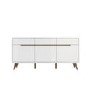 GRADE A1 - Large White Gloss Sideboard with Walnut Detail - Gia