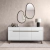 Large White Gloss Sideboard with Walnut Detail - Gia