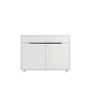 GRADE A1 - White Gloss Shoe Cabinet with Walnut Detail - Gia