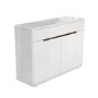 Slim White Gloss Shoe Cabinet with Walnut Detail - 18 Pairs - Gia