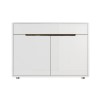 Slim White Gloss Shoe Cabinet with Walnut Detail - 18 Pairs - Gia