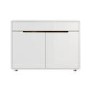 Slim White Gloss Shoe Cabinet with Walnut Detail - 18 Pairs - Gia