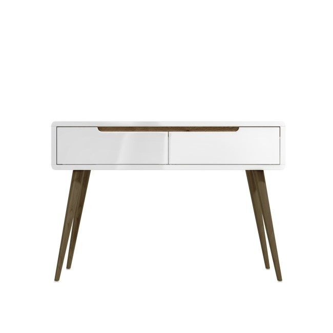 Large White Gloss Console Table with 2 Storage Drawers - Gia