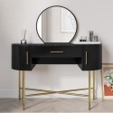 GIG001 Black Marble Top Dressing Table with Mirror and Storage Drawers - Gigi