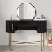 Black Marble Top Dressing Table with Mirror and Storage Drawers - Gigi