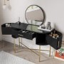 Black Marble Top Dressing Table with Mirror and Storage Drawers - Gigi