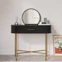 GIG003 Small Black Marble Top Dressing Table With Mirror And Storage Drawer - Gigi