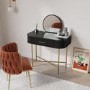 Small Black Marble Top Dressing Table With Mirror And Storage Drawer - Gigi