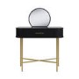 Small Black Marble Top Dressing Table With Mirror And Storage Drawer - Gigi