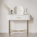 GIG004 Small White And Gold Dressing Table With Mirror And Storage Drawer - Gigi