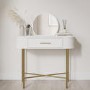 Small White And Gold Dressing Table With Mirror And Storage Drawer - Gigi