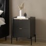 GRADE A2 - Wide Black Marble Top 2-Drawer Bedside Table - Gio