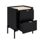 Wide Black Marble Top 2-Drawer Bedside Table - Gio