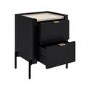 GRADE A2 - Wide Black Marble Top 2-Drawer Bedside Table - Gio